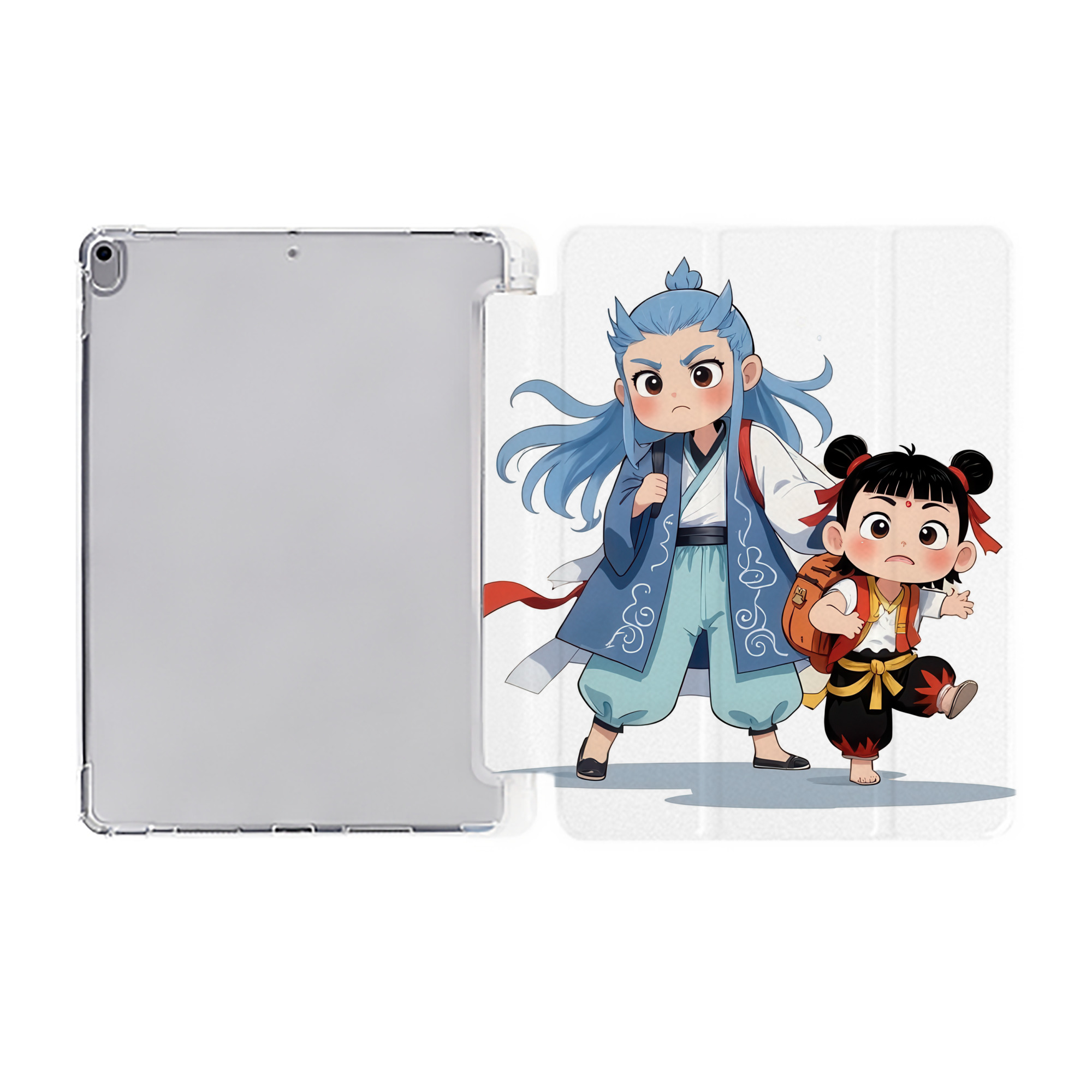 （画像用） Ne Zha 2 ナタ 魔童の大暴れ IPad ケース ペン収納付き 三つ折りスタンド PUレザー×シリコン 対応機種9.5/10.5/10.9インチ